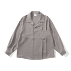 Unisex Oversized Lightweight Long Sleeve Shirt with Notched Collar, Chest Pocket and Boxy Silhouette Fashion Glam