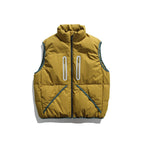 Unisex Padded Stand-Up Collar Vest with Wind and Water-Repellent Surface, Contrast Piping, and Multiple Pockets Fashion Glam