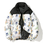Unisex Quilted Teddy-Print Puffer Jacket with High Collar Fashion Glam
