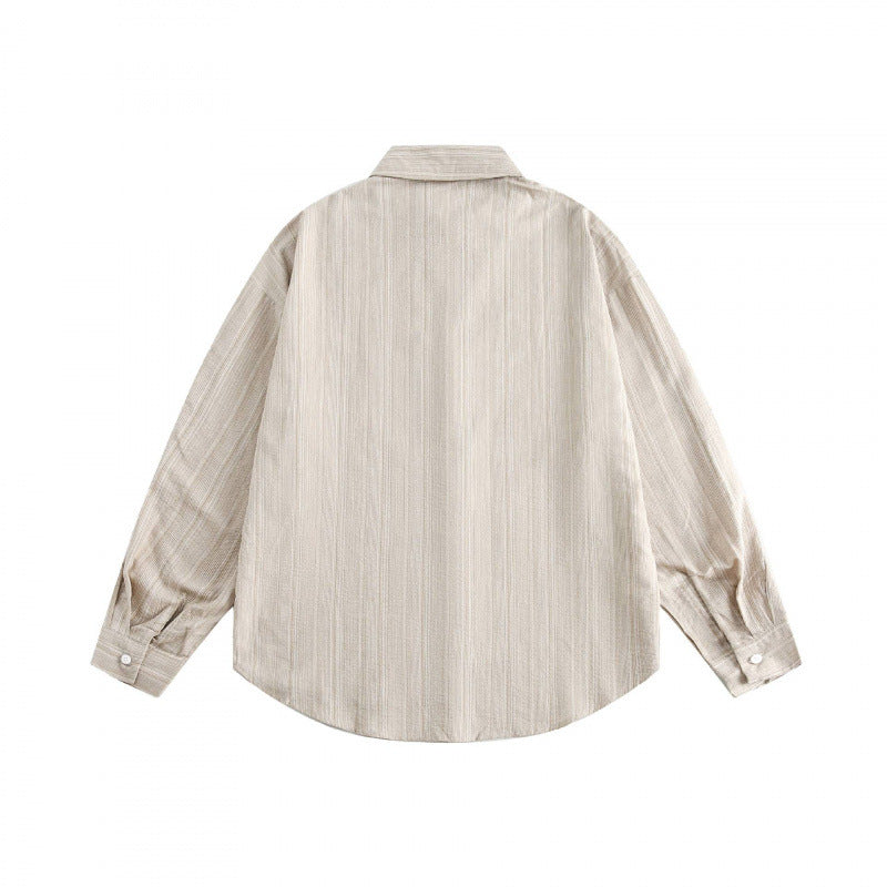 Unisex Oversize striped shirt with chest pocket and rounded hem Fashion Glam