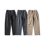 Men's Wide Straight-Leg Cotton Pants with Elastic Tunnel Drawstring and Decorative Side Seams Fashion Glam