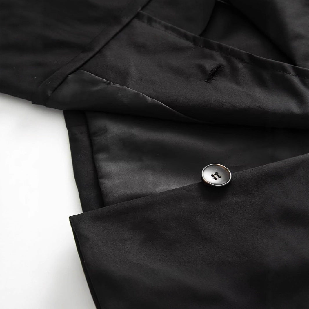 Women Short Cut Cropped Trench Coat with Double-Breasted Button Closure and Epaulets Fashion Glam