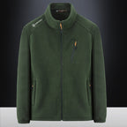Men's Warm Microfleece Outdoor Jacket with Chest Zipper, Side Pockets and Stand-Up Collar Fashion Glam