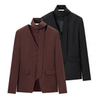 Women's Tailored V-Neck Blazer with Integrated Bow and Flap Pockets Fashion Glam