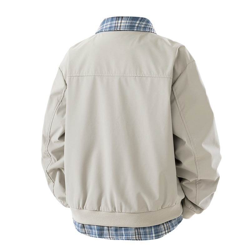 Men's casual two-layer short jacket in a layered look with plaid lining Fashion Glam