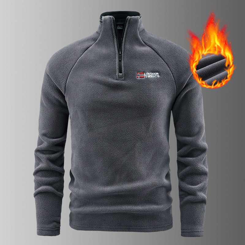 Men's warming microfleece troyer with half zipper, ergonomic raglan sleeves and cozy inner structure Fashion Glam