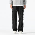 Men's Loose-Fitting Cargo Utility Pants with Drawstring Waist and Multiple Pockets Fashion Glam