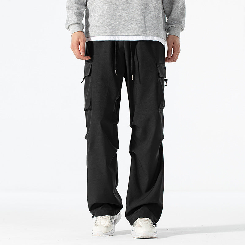 Men's Loose-Fitting Cargo Utility Pants with Drawstring Waist and Multiple Pockets Fashion Glam