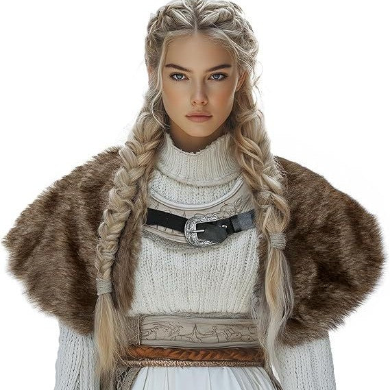 Women's Short Faux Fur Shoulder Cape with Bolero-Like Silhouette Fashion Glam