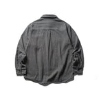 Men's Striped Oversized Shirt made of Washed Cotton Blend with Chest Pocket Fashion Glam