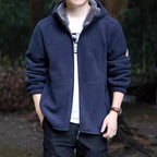 Men's hoodie fleece jacket with Sherpa lining, two-way zipper and wind-resistant front Fashion Glam