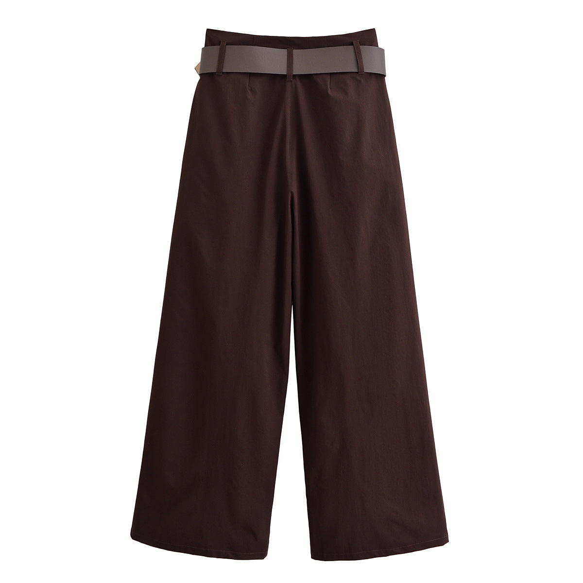 Women's High-Waisted Culotte Palazzo Trousers with Pleats and Wide Decorative Belt Fashion Glam
