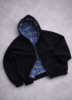 Men's padded hoodie with checked lining and full zip Fashion Glam