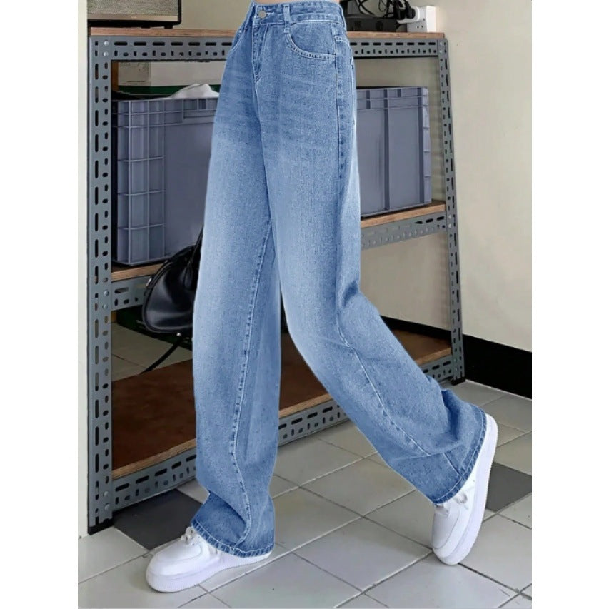 Women's wide High-Waist Baggy jeans with straight leg Fashion Glam