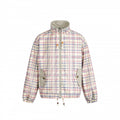Women Lightweight Checkered Stand Collar Jacket with Drawstring and Flap Pockets Fashion Glam