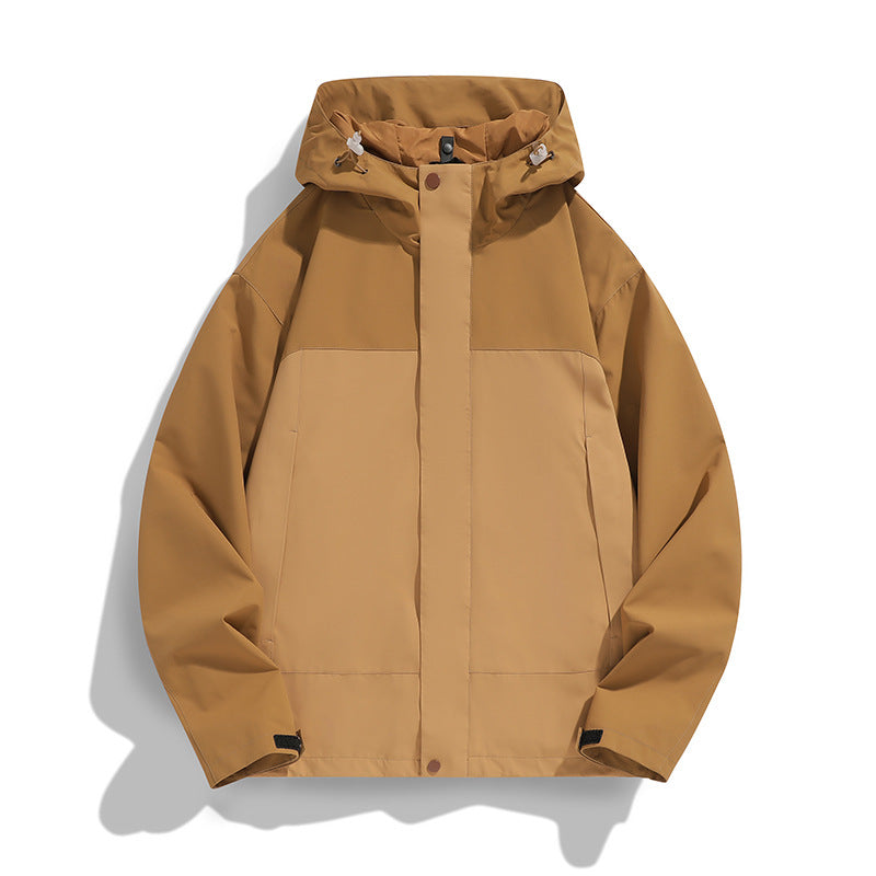 Men's Two-Tone Softshell Field Jacket with Hood, Windproof Outer Material and Minimalist Side Pockets Fashion Glam