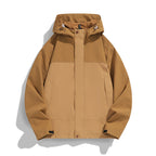 Men's Two-Tone Softshell Field Jacket with Hood, Windproof Outer Material and Minimalist Side Pockets Fashion Glam