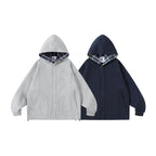 Unisex Oversize Hoodie with checkered lined hood and snap button placket Fashion Glam