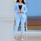 Women's Tailored Two-Piece Blazer with Slim-Fit Trousers in Business Style Fashion Glam