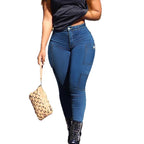 Women's High-Waisted Sculpting Skinny Jeans with Flat Cargo Pockets and Shaping Waistband Fashion Glam
