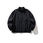 Unisex Light Oversized Zip Jacket in Bomber Style with Stand-up Collar and Elastic Hem Fashion Glam