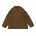 Unisex Oversized Blazer Jacket in Utility Look with Drawstring and Patch Pockets Fashion Glam