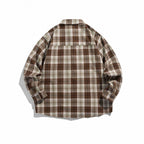 Unisex Boxy Checkered Flannel Shirt Jacket with Patch Chest Pocket and Soft Cotton Feel Fashion Glam