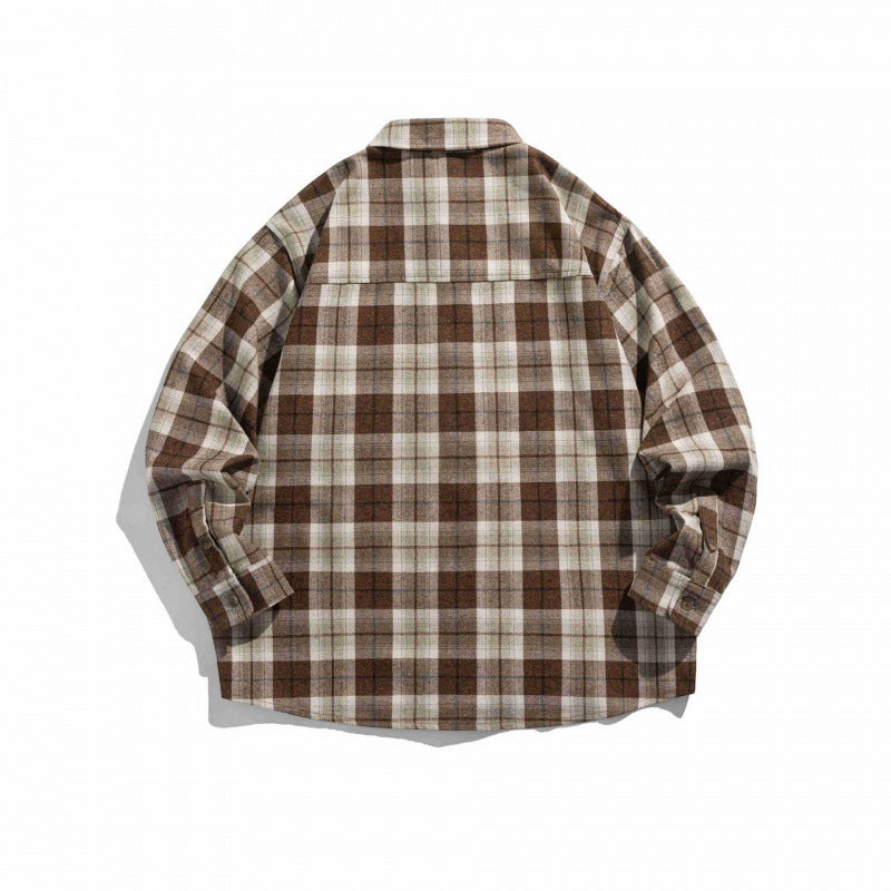 Unisex Boxy Checkered Flannel Shirt Jacket with Patch Chest Pocket and Soft Cotton Feel Fashion Glam