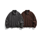 Men's short bomber-style jacket made of microfiber suede with zipper Fashion Glam