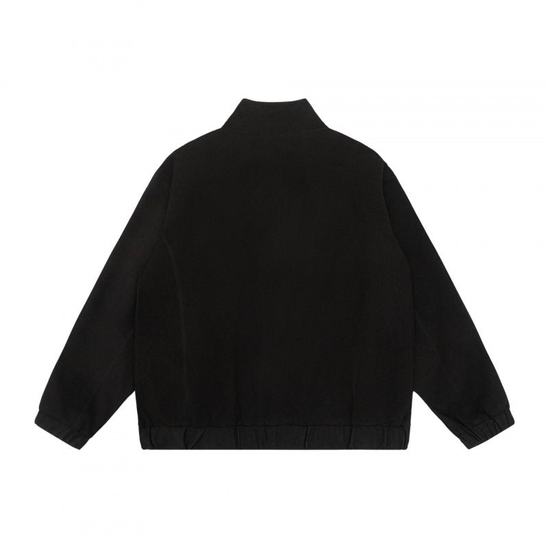 Unisex Short Cut Teddy Fleece Jacket with Stand-Up Collar, Full Zip and Elastic Hem Fashion Glam