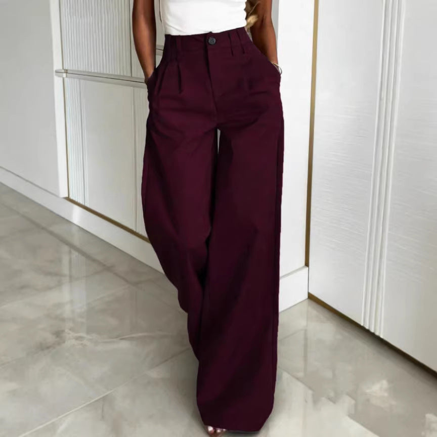 Women's Wide Trousers with Elegant Pleats Fashion Glam