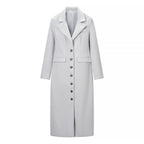 Women Elegant long wool blend coat in clean cut with concealed button placket and dropped shoulder Fashion Glam