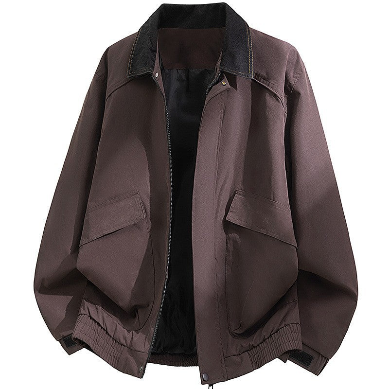 Men's Oversized Utility Blouson with Cord Collar, Flap Pockets and Elastic Hem Fashion Glam