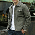 Men's Robust Canvas Field Jacket with Teddy Lining, Stand Collar and Utility Pockets Fashion Glam
