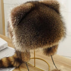 Women's winter hat with ear flaps, pom pom and animal ears made of high-quality faux fur Fashion Glam