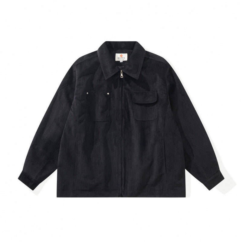 Unisex Boxy Overshirt Jacket made of fine cord structure with breast pockets and concealed zipper Fashion Glam