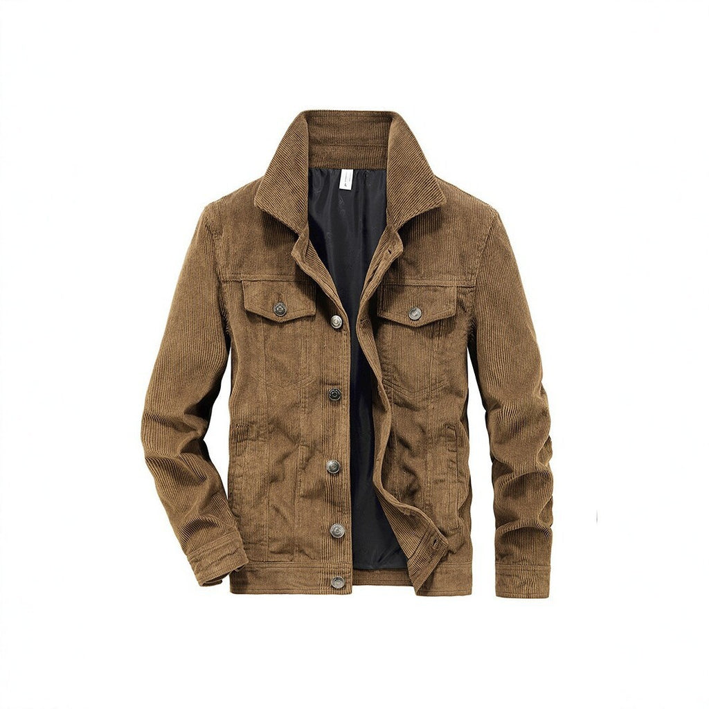 Men's cord jacket made of fine corduroy with shirt collar, chest pockets, and quilted inner lining Fashion Glam