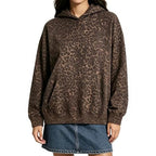Women's Oversized Hoodie with Leopard Pattern, Kangaroo Pocket and Dropped Shoulder Fashion Glam