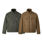 Men's short jacket made of canvas in field style with stand-up collar, zipper and multifunctional pockets Fashion Glam