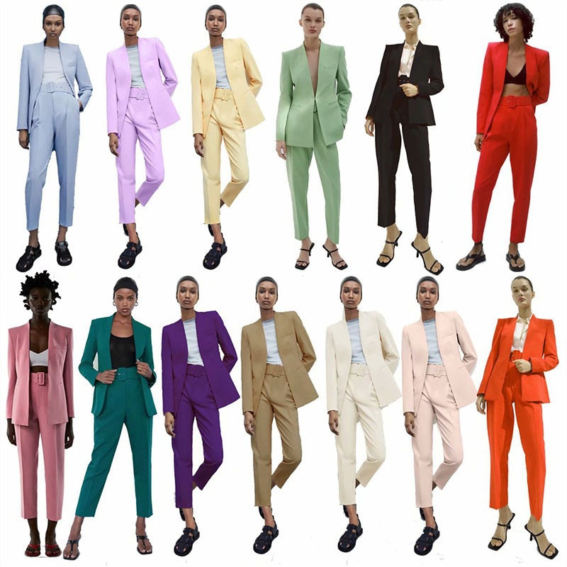 Women Tailored Blazer without Lapels with Open Front and Welt Pockets Fashion Glam