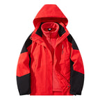 Men's water-repellent two-layer trekking jacket with removable fleece inner jacket and hood Fashion Glam