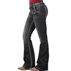 Women's high-waisted sculpting bootcut jeans with side decorative buttons Fashion Glam