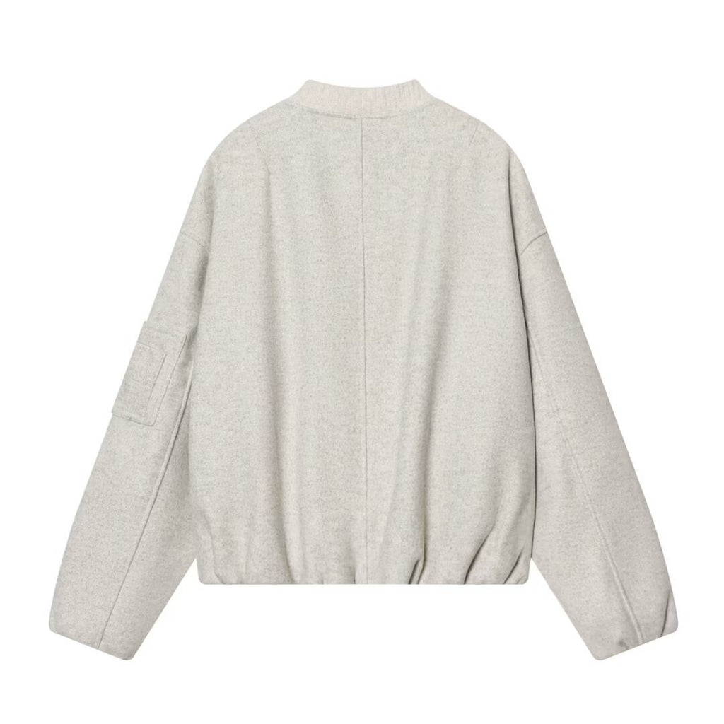 Women's Boxy Bomber Jacket made of Sweat Material with Zipper and Arm Pocket Fashion Glam