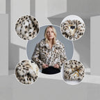 Women short cut faux fur jacket with graphic spot pattern and boxy silhouette Fashion Glam