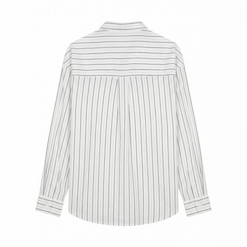 Men's Long-Sleeved Relaxed-Fit Pinstripe Shirt made of Linen-Cotton Blend with Kent Collar Fashion Glam