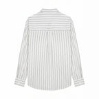 Men's Long-Sleeved Relaxed-Fit Pinstripe Shirt made of Linen-Cotton Blend with Kent Collar Fashion Glam