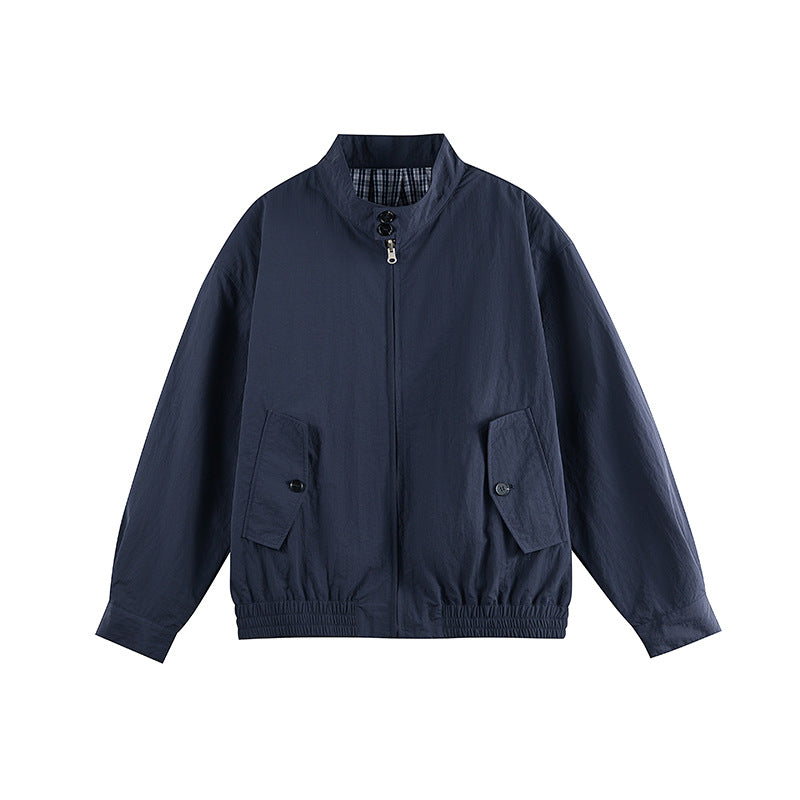 Men's lightweight nylon blouson in boxy cut with stand-up collar and patch flap pockets Fashion Glam