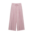 Women's High-Waisted Culotte Pants with Wide Leg, Drawstring and Front Slit Fashion Glam