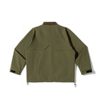 Unisex boxy overshirt jacket in utility style with cord collar, flap pockets and drawstring hem Fashion Glam