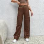Ladies High-Waisted Utility Cargo Pants in Wide-Leg from sturdy Denim Fashion Glam
